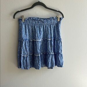 Wild Fable Blue and White Tiered Skater Skirt